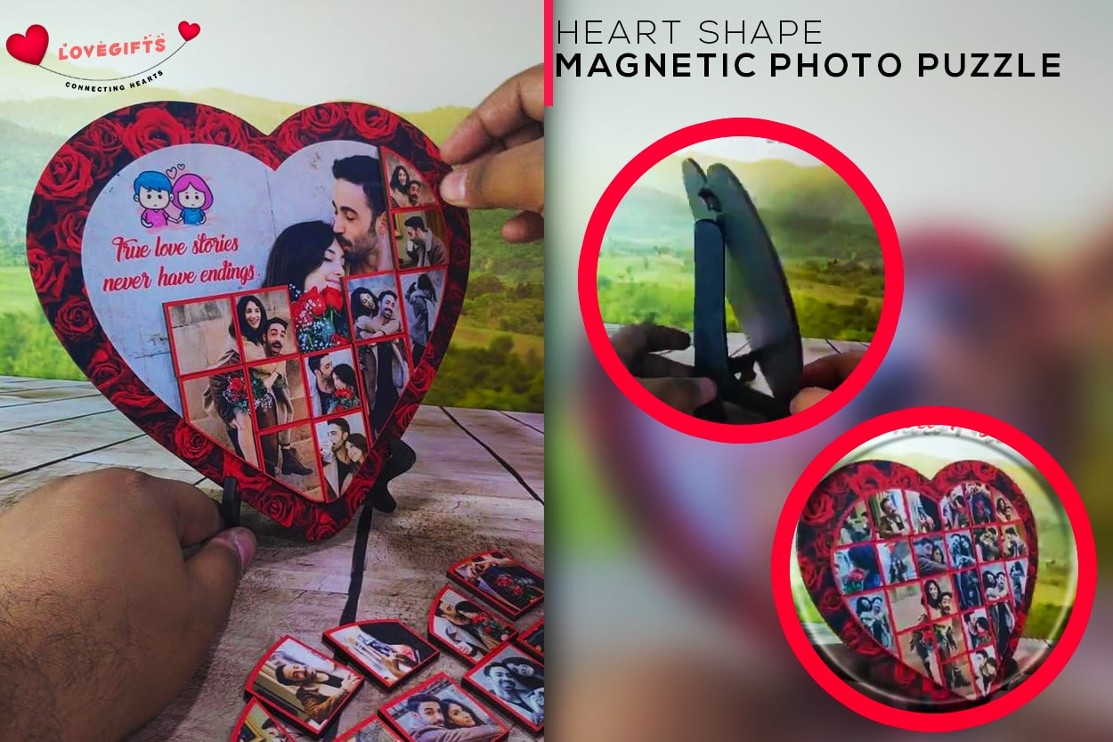 Heart Shape Magnetic Photo Puzzle