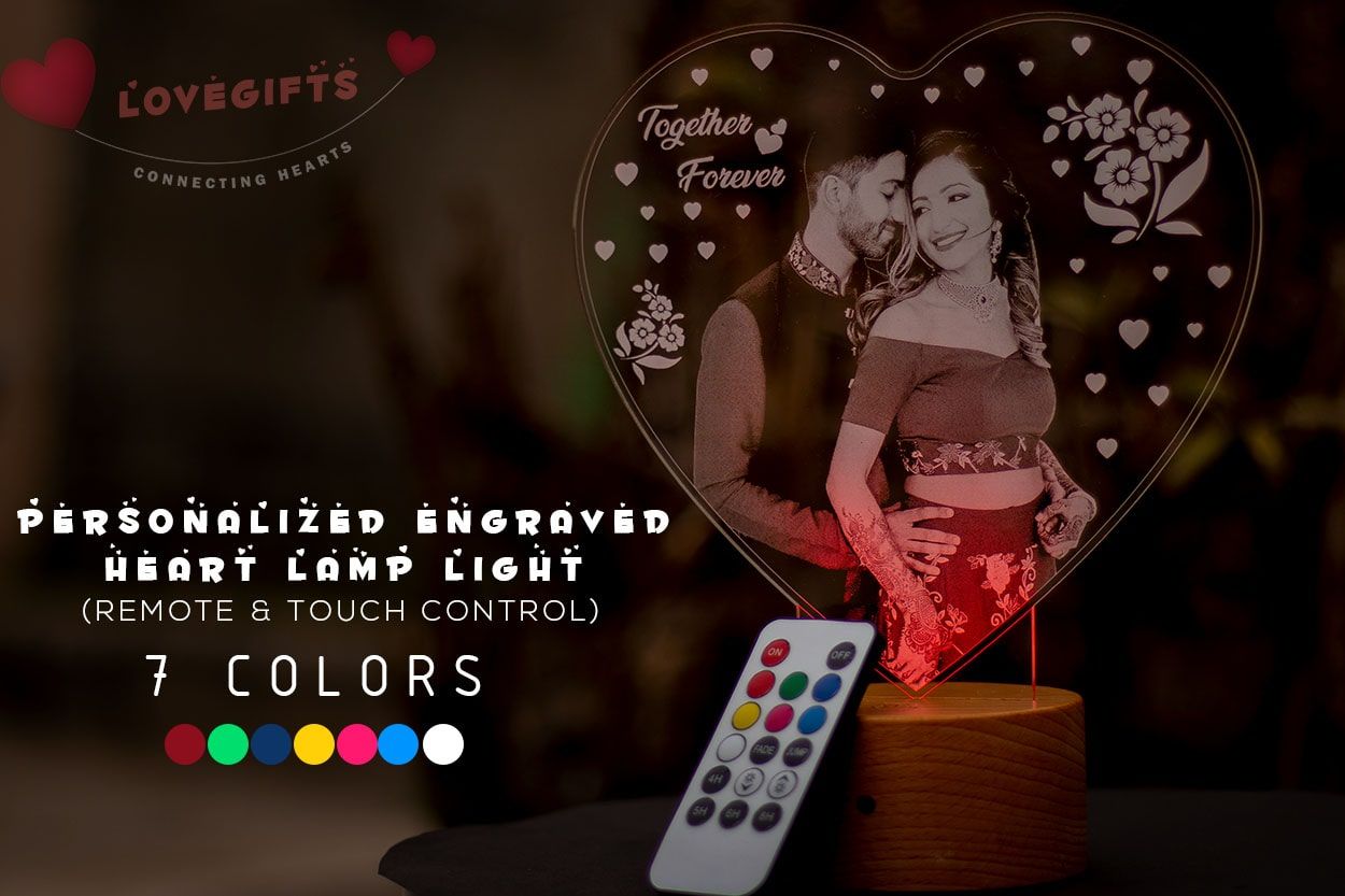 Personalized Engraved Heart Lamp Light Gift